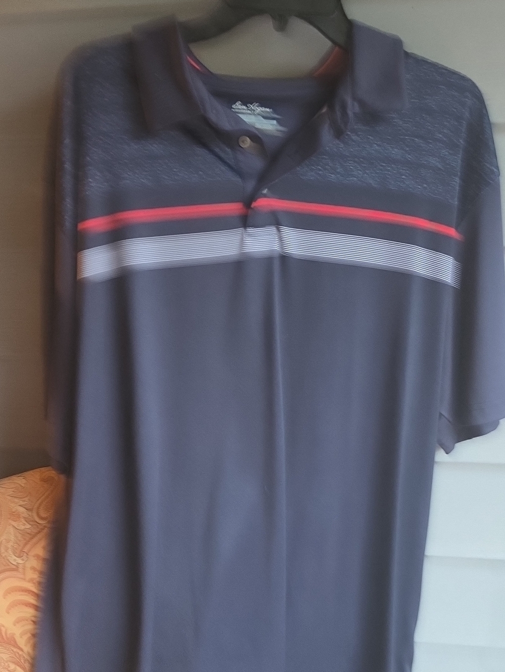Men's Navy Polo with Red and White Stripe Ben Hogan